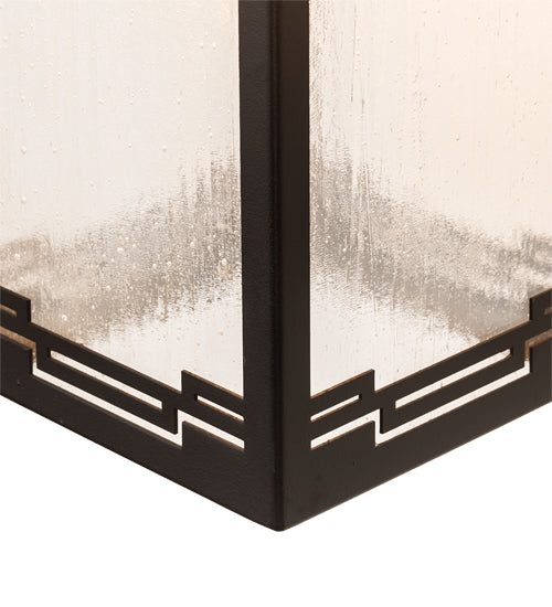 Meyda Lighting Roylance 8" Solar Black Solid Mount Wall Sconce With Clear Seeded Shade Glass