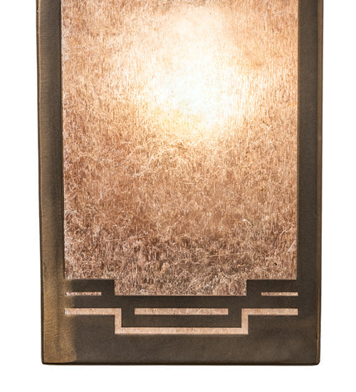 Meyda Lighting Roylance 9" Antique Copper Solid Mount Wall Sconce With Silver Mica Shade Glass