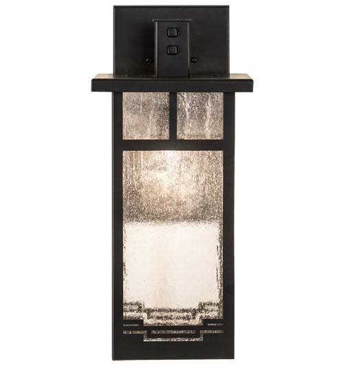 Meyda Lighting Roylance 9" Solar Black Solid Mount Wall Sconce With Clear Seeded Shade Glass