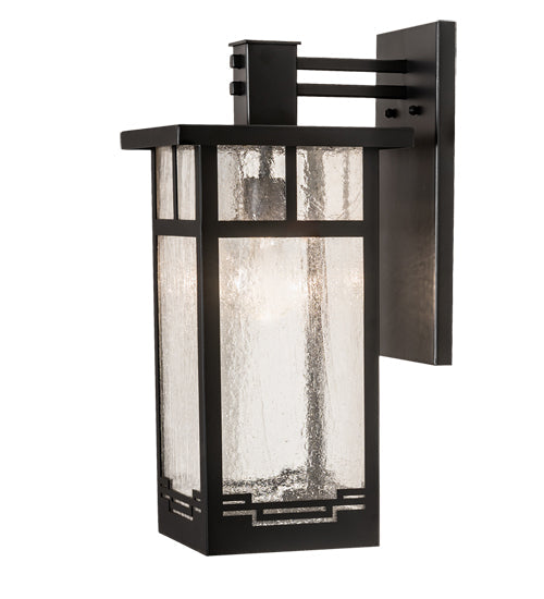 Meyda Lighting Roylance 9" Solar Black Solid Mount Wall Sconce With Clear Seeded Shade Glass