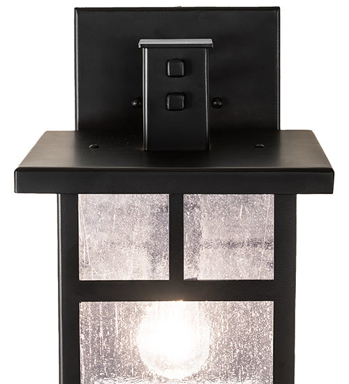 Meyda Lighting Roylance 9" Solar Black Solid Mount Wall Sconce With Clear Seeded Shade Glass