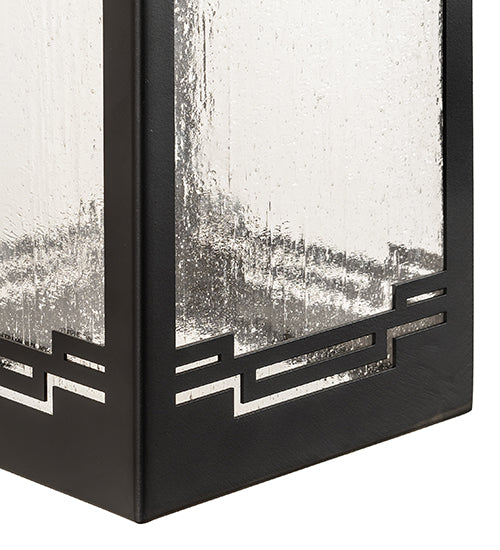 Meyda Lighting Roylance 9" Solar Black Solid Mount Wall Sconce With Clear Seeded Shade Glass