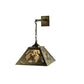 Meyda Lighting Ruffed Grouse 16" Antique Copper Hanging Wall Sconce With Silver Mica Shade Glass