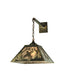 Meyda Lighting Ruffed Grouse 16" Antique Copper Hanging Wall Sconce With Silver Mica Shade Glass