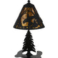 Meyda Lighting Ruffed Grouse 17" Textured Black Accent Table Lamp With Amber Mica Shade Glass