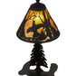 Meyda Lighting Ruffed Grouse 17" Textured Black Accent Table Lamp With Amber Mica Shade Glass