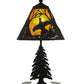 Meyda Lighting Ruffed Grouse 17" Textured Black Accent Table Lamp With Amber Mica Shade Glass