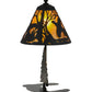 Meyda Lighting Ruffed Grouse 17" Textured Black Accent Table Lamp With Amber Mica Shade Glass