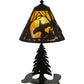 Meyda Lighting Ruffed Grouse 17" Textured Black Accent Table Lamp With Amber Mica Shade Glass
