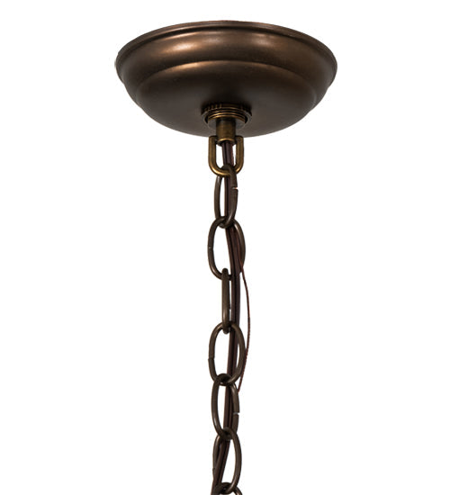 Meyda Lighting Ruffed Grouse 22" 2-Light Antique Copper Pendant Light With Silver Mica Shade Glass