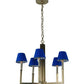 Meyda Lighting Rula 24" 5-Light Brushed Nickel Chandelier With Blue Textrene Shade