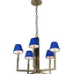 Meyda Lighting Rula 24" 5-Light Brushed Nickel Chandelier With Blue Textrene Shade
