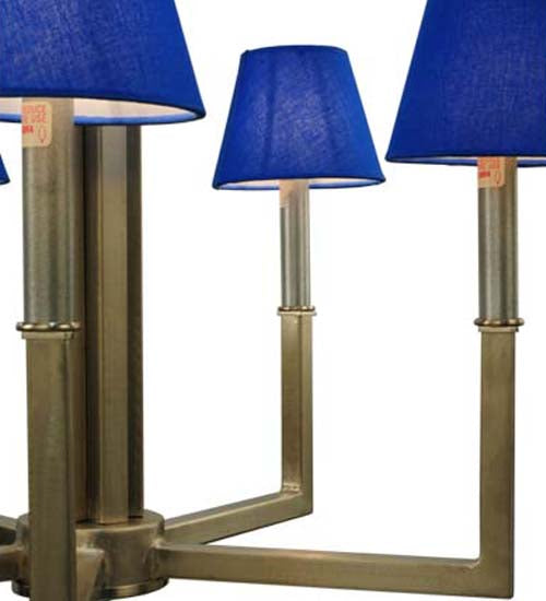 Meyda Lighting Rula 24" 5-Light Brushed Nickel Chandelier With Blue Textrene Shade