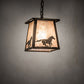 Meyda Lighting Running Horses 10" Antique Copper Pendant Light With Silver Mica Shade Glass