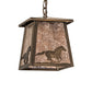 Meyda Lighting Running Horses 10" Antique Copper Pendant Light With Silver Mica Shade Glass
