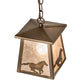Meyda Lighting Running Horses 10" Antique Copper Pendant Light With Silver Mica Shade Glass