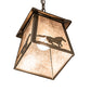 Meyda Lighting Running Horses 10" Antique Copper Pendant Light With Silver Mica Shade Glass