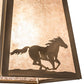 Meyda Lighting Running Horses 10" Antique Copper Pendant Light With Silver Mica Shade Glass