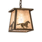 Meyda Lighting Running Horses 10" Antique Copper Pendant Light With Silver Mica Shade Glass