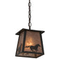 Meyda Lighting Running Horses 10" Timeless Bronze Pendant Light With Silver Mica Shade Glass