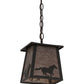Meyda Lighting Running Horses 10" Timeless Bronze Pendant Light With Silver Mica Shade Glass