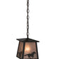 Meyda Lighting Running Horses 10" Timeless Bronze Pendant Light With Silver Mica Shade Glass