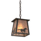Meyda Lighting Running Horses 10" Timeless Bronze Pendant Light With Silver Mica Shade Glass