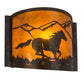 Meyda Lighting Running Horses 12" Dark Burnished Antique Copper Wall Sconce With Amber Mica Shade Glass