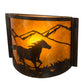 Meyda Lighting Running Horses 12" Dark Burnished Antique Copper Wall Sconce With Amber Mica Shade Glass