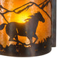 Meyda Lighting Running Horses 12" Dark Burnished Antique Copper Wall Sconce With Amber Mica Shade Glass