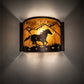 Meyda Lighting Running Horses 12" Mahogany Bronze Wall Sconce With Amber Mica Shade Glass