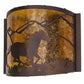 Meyda Lighting Running Horses 12" Mahogany Bronze Wall Sconce With Amber Mica Shade Glass