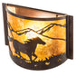 Meyda Lighting Running Horses 12" Mahogany Bronze Wall Sconce With Amber Mica Shade Glass