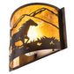 Meyda Lighting Running Horses 12" Mahogany Bronze Wall Sconce With Amber Mica Shade Glass