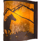 Meyda Lighting Running Horses 12" Mahogany Bronze Wall Sconce With Amber Mica Shade Glass