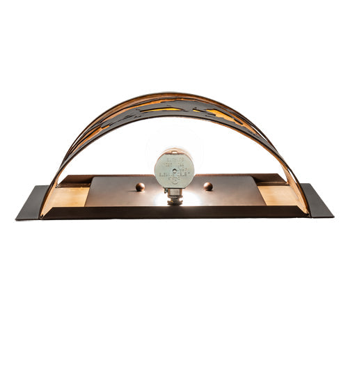 Meyda Lighting Running Horses 12" Mahogany Bronze Wall Sconce With Amber Mica Shade Glass