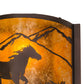 Meyda Lighting Running Horses 12" Mahogany Bronze Wall Sconce With Amber Mica Shade Glass