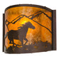 Meyda Lighting Running Horses 12" Mahogany Bronze Wall Sconce With Amber Mica Shade Glass