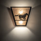 Meyda Lighting Running Horses 13" 2-Light Timeless Bronze Wall Sconce With Silver Mica Shade Glass