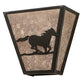 Meyda Lighting Running Horses 13" 2-Light Timeless Bronze Wall Sconce With Silver Mica Shade Glass