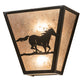 Meyda Lighting Running Horses 13" 2-Light Timeless Bronze Wall Sconce With Silver Mica Shade Glass