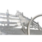 Meyda Lighting Running Horses 13" Silver Wall Sconce With White Shade Glass and Left Horse Design