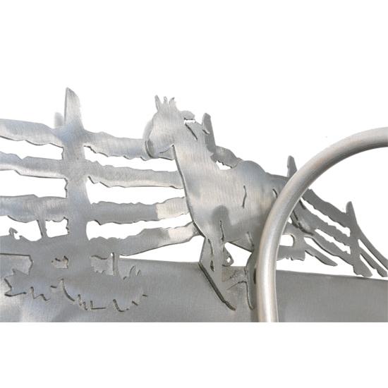 Meyda Lighting Running Horses 13" Silver Wall Sconce With White Shade Glass and Left Horse Design