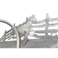 Meyda Lighting Running Horses 13" Silver Wall Sconce With White Shade Glass and Right Horse Design