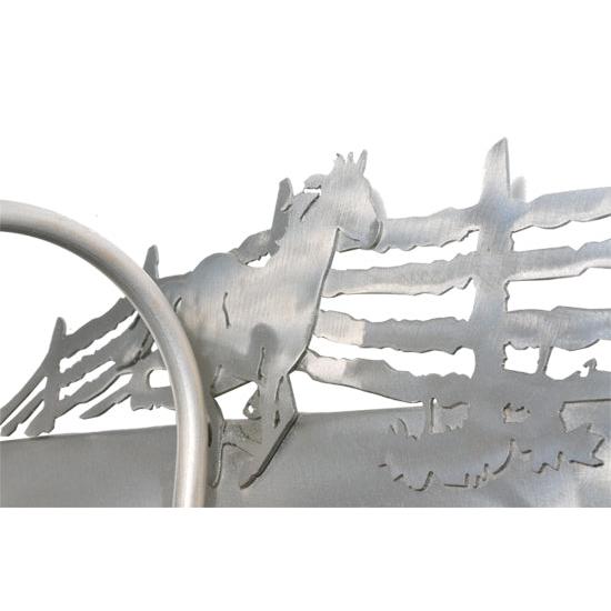 Meyda Lighting Running Horses 13" Silver Wall Sconce With White Shade Glass and Right Horse Design
