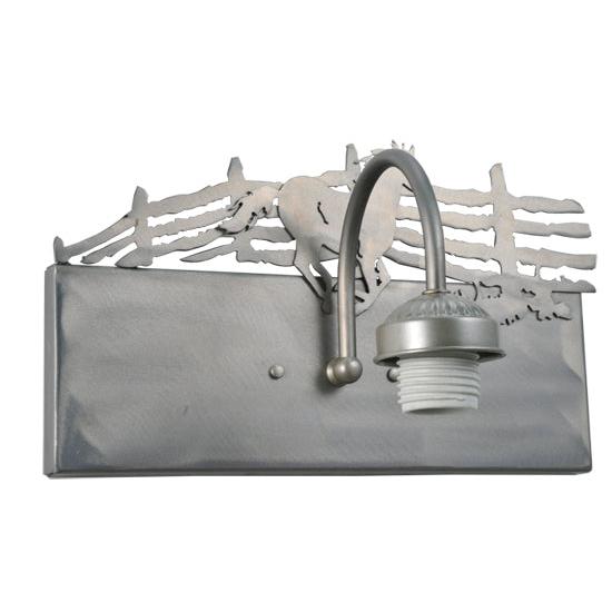 Meyda Lighting Running Horses 13" Silver Wall Sconce With White Shade Glass and Right Horse Design