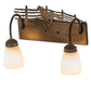 Meyda Lighting Running Horses 16" 2-Light Antique Copper Vanity Light With White Art Shade Glass