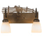 Meyda Lighting Running Horses 16" 2-Light Antique Copper Vanity Light With White Art Shade Glass