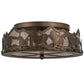 Meyda Lighting Running Horses 16" 3-Light Antique Copper Flush Mount Light With Silver Mica Shade Glass