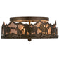 Meyda Lighting Running Horses 16" 3-Light Antique Copper Flush Mount Light With Silver Mica Shade Glass